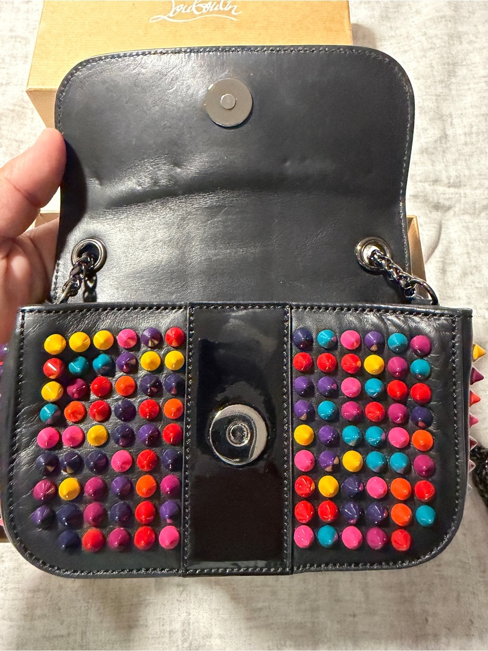 Christian Louboutin Sweet Charity Calf/patent/spikes mix black multicolor - Picture 15 of 16